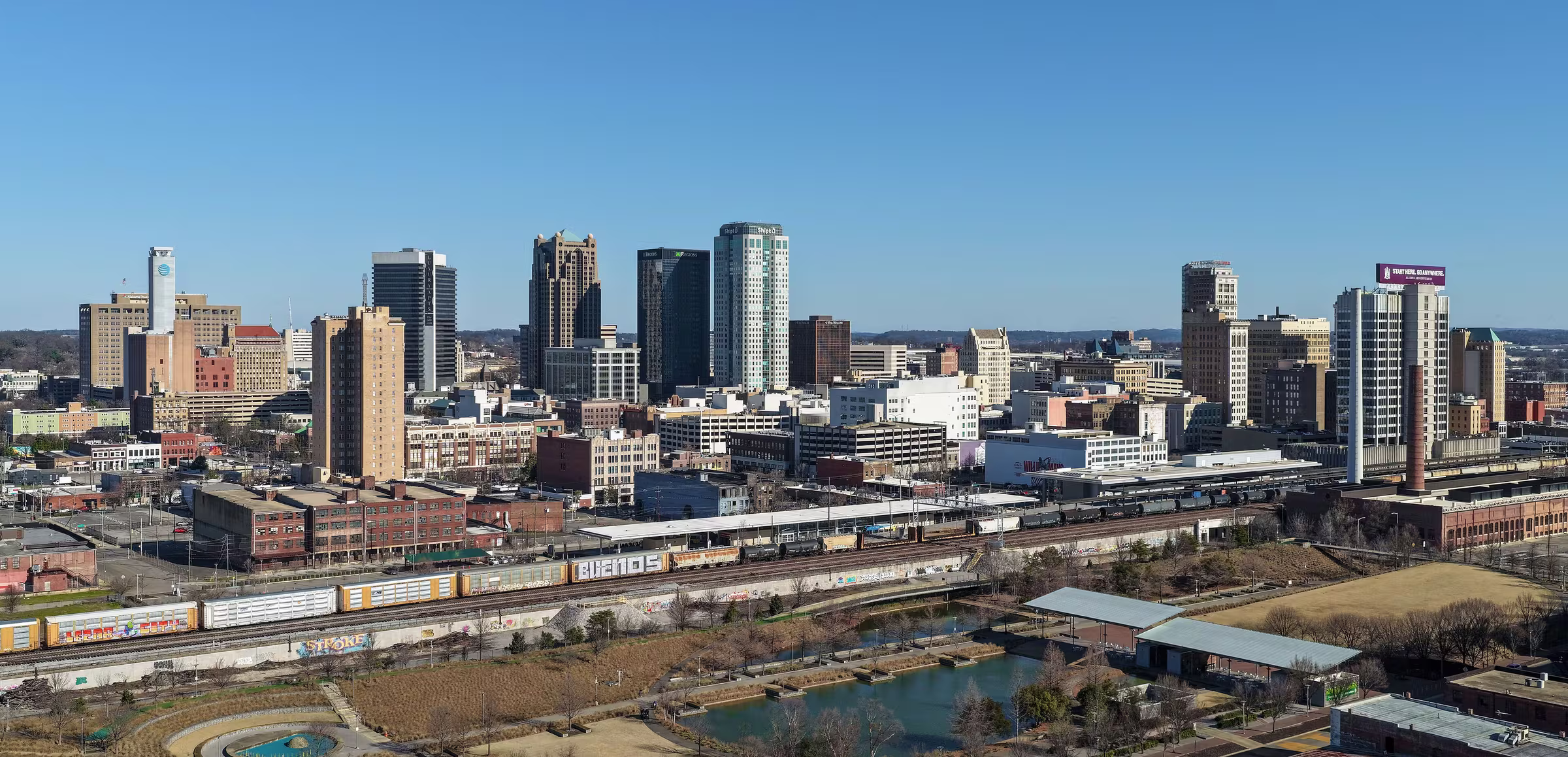 The Birmingham, Alabama skyline on a clear day