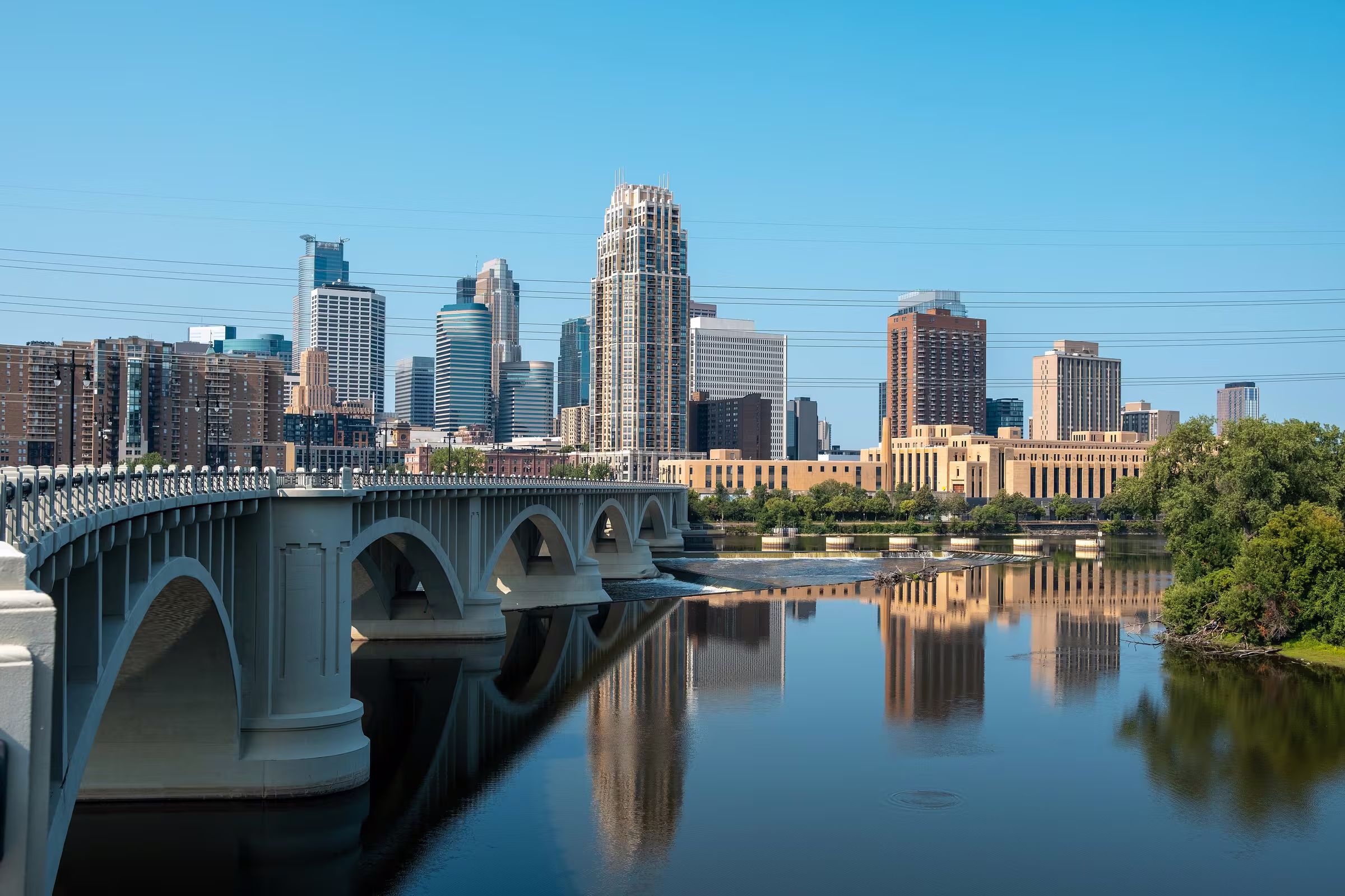 The Minneapolis skyline across the Mississippi River
