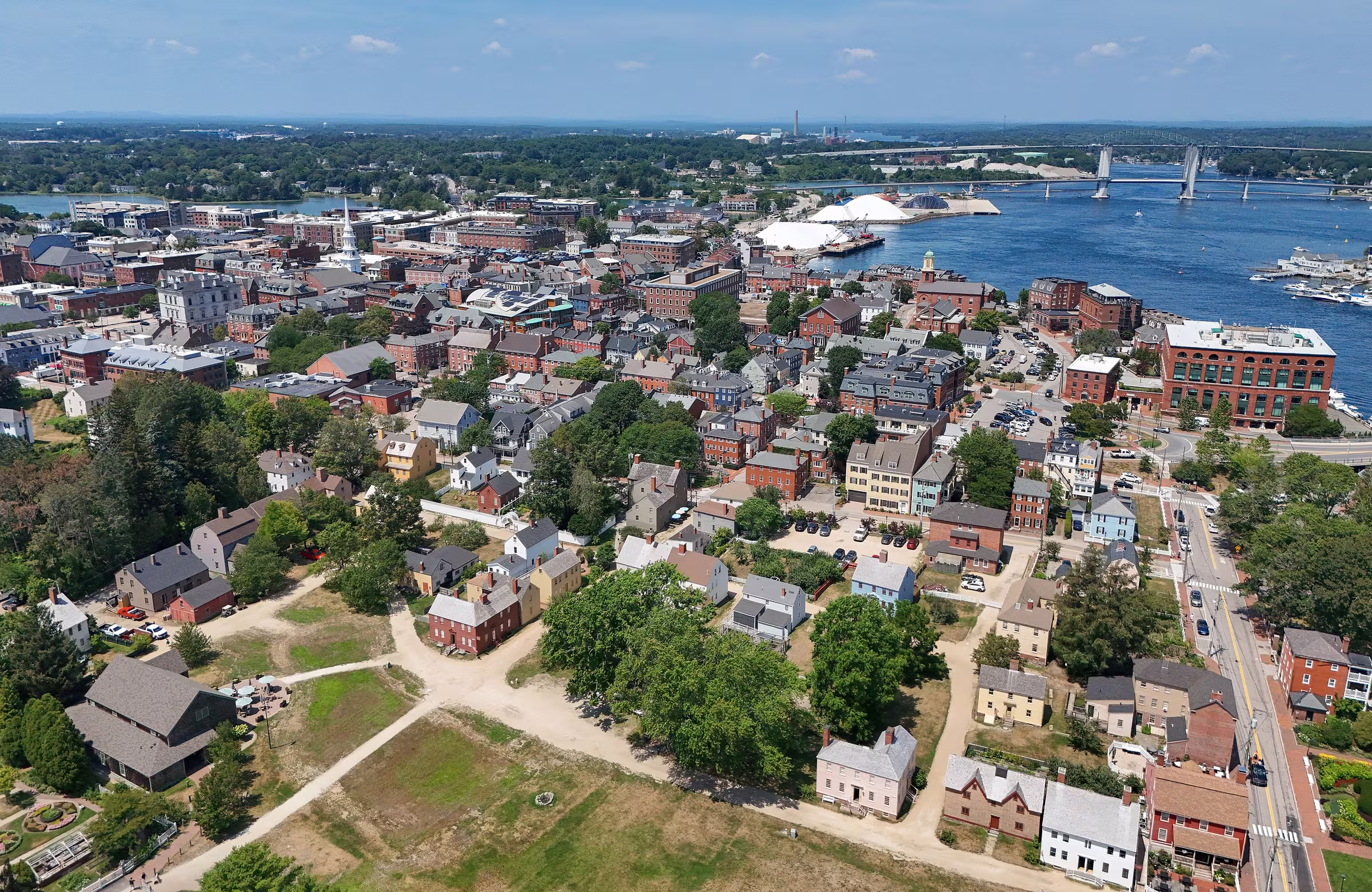 Aerial view of Portsmouth, New Hampshire and its harbor