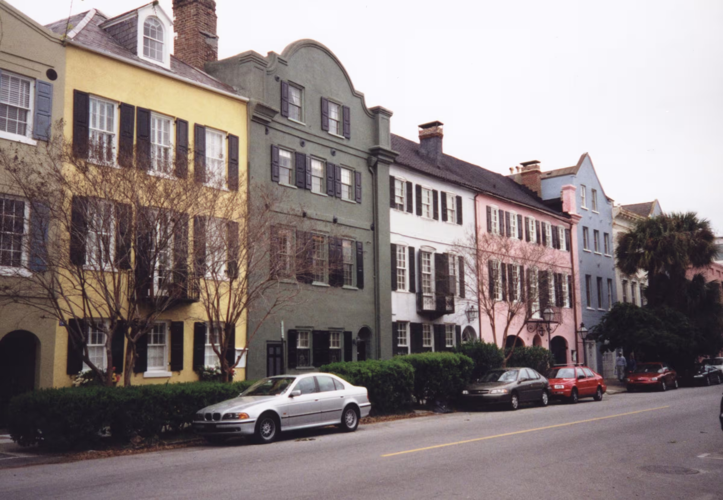 Pastel historic houses on Rainbow Row in Charleston, South Carolina